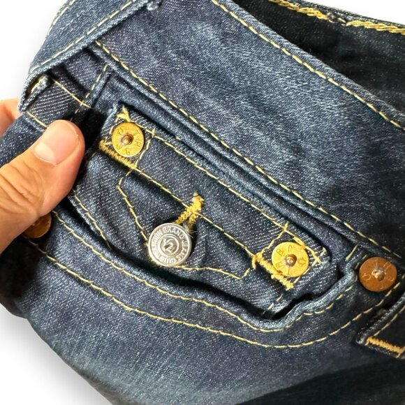 VTG True Religion Made In USA Straight Leg Jeans Denim Big T Joey Dark W27 Retro - Picture 9 of 11